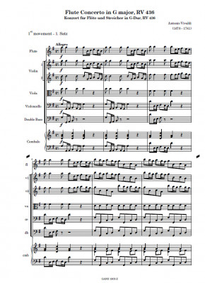 Flute Concerto in G major, RV 436, Conductor‘s score